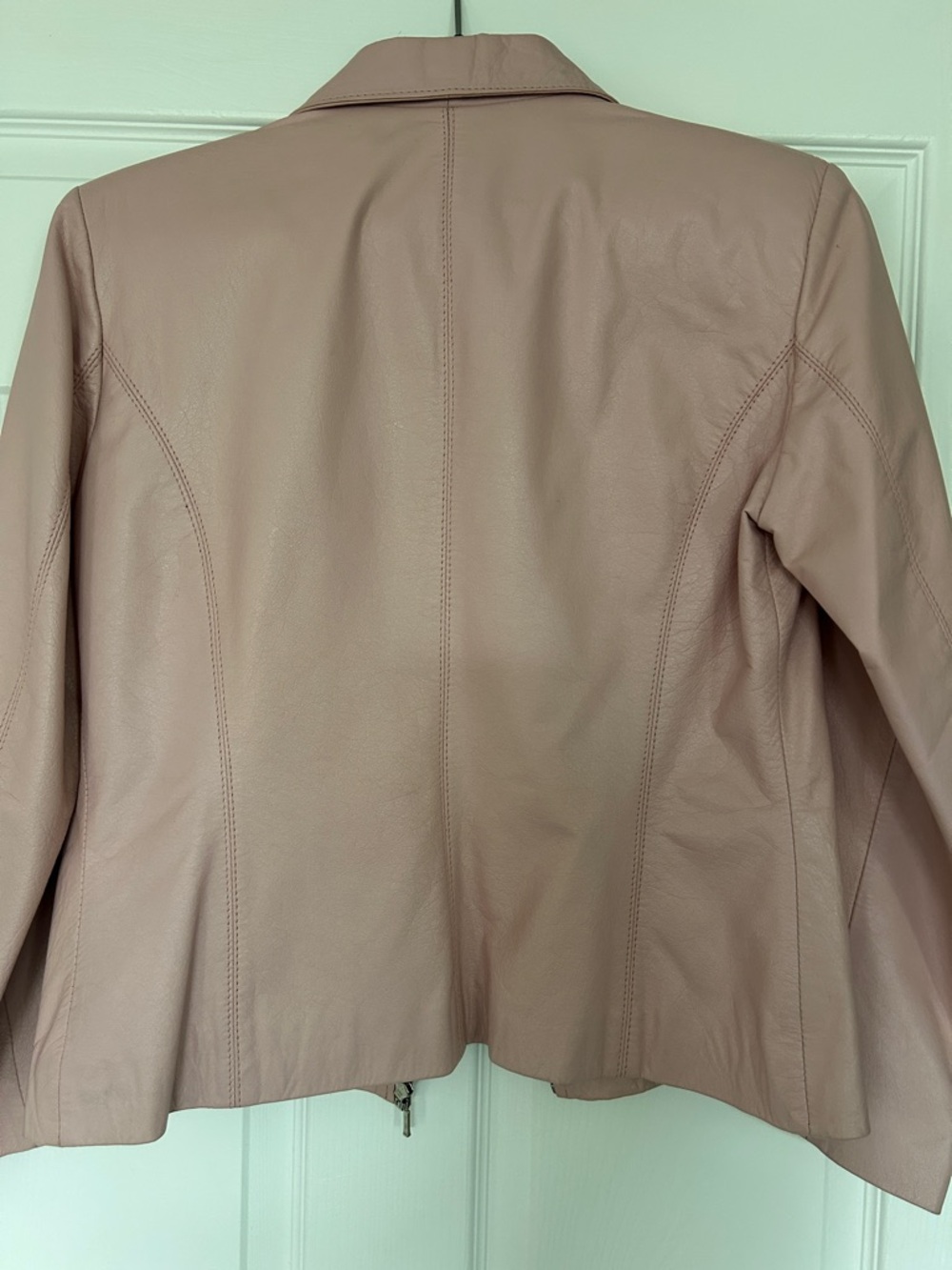 Women’s Dusty Pink Leather Jacket - Picture 3 of 4